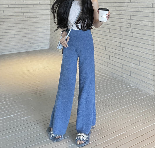 Pantalón Ancho de Lana Tejida con Caída Elegante para Mujer - Image 40