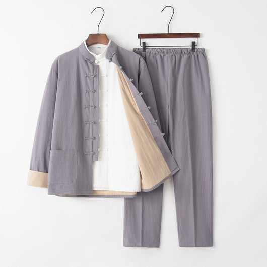 Traje Tres Piezas Slim Fit en Algodón y Lino para Hombre - Image 3