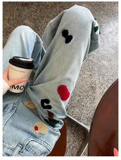 Pantalones Jeans Rectos Cintura Alta con Bordados para Mujer - Image 17