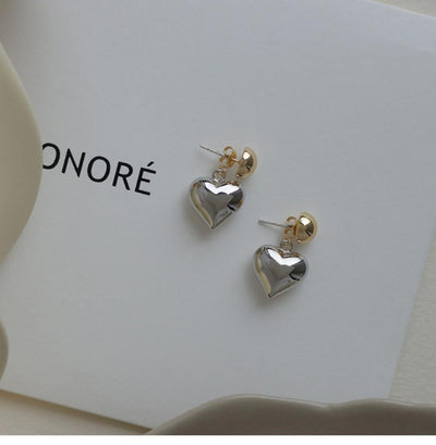 Aretes de Plata Esterlina Contraste 3D Amor Aguja Sensible - Image 17