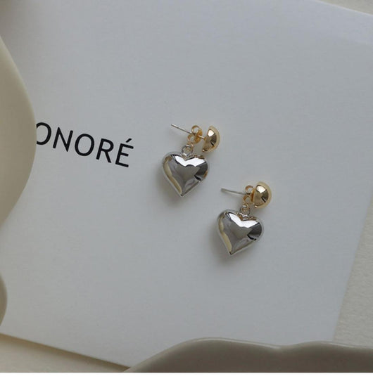 Aretes de Plata Esterlina Contraste 3D Amor Aguja Sensible - Image 17