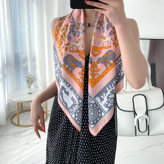 Pañuelo de Seda Twill Grande 90cm para Mujer - Image 36