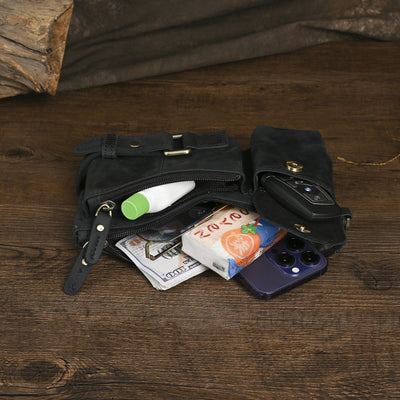 Bolsa de Pecho de Cuero Curtido al Vegetal para Hombre - Estilo Viajero - Image 53