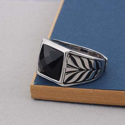 Anillo de Plata Esterlina con Ágata Negra - Diseño Artesanal Unisex
