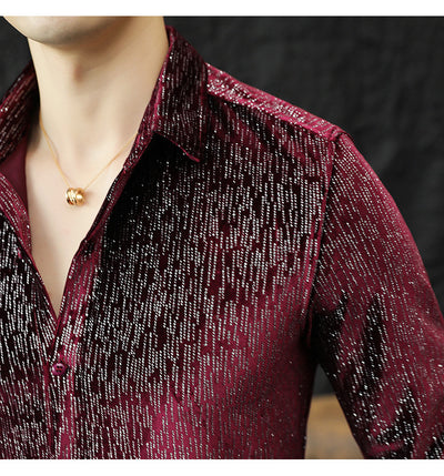 Camisa Slim Fit Brillante para Hombre - Estilo Personalidad - Image 30