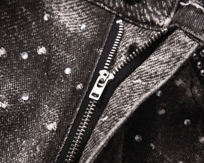 Jeans Holgados Estampado Diamante Efecto Vintage Apilados - Image 7