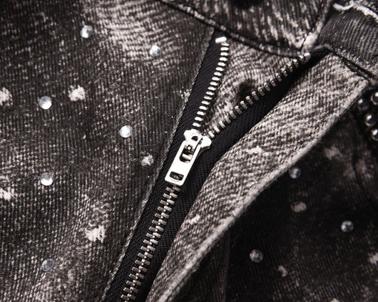 Jeans Holgados Estampado Diamante Efecto Vintage Apilados - Image 7
