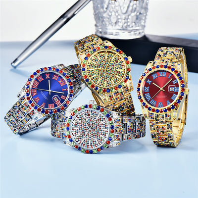 Reloj Hip Hop para Hombre con Diamantes de Colores y Fecha - Image 4