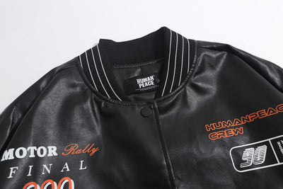 Chaqueta de Cuero PU para Motociclista con Costuras y Estampado - Image 11