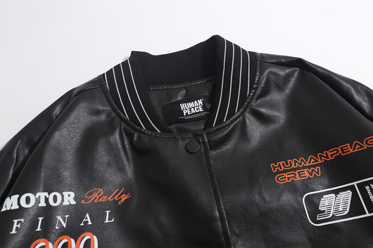 Chaqueta de Cuero PU para Motociclista con Costuras y Estampado - Image 11