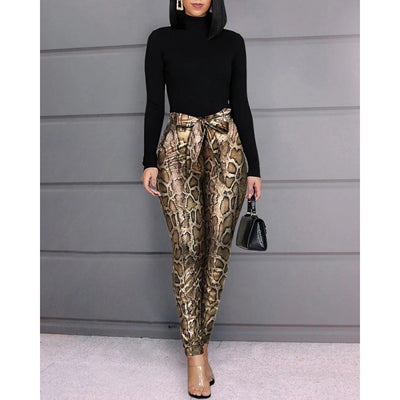 Pantalones Harem Estampado Piel de Serpiente Bronce para Mujer - Image 3