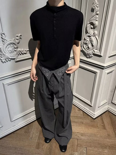 Pantalones Kendo Hombre con Pliegues Drapeados y Rayas Acumuladas - Image 14