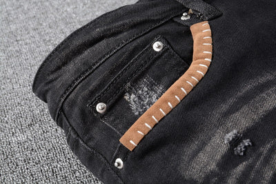 Jeans Slim Fit Elásticos con Parches Bordados de Marca Premium - Image 11