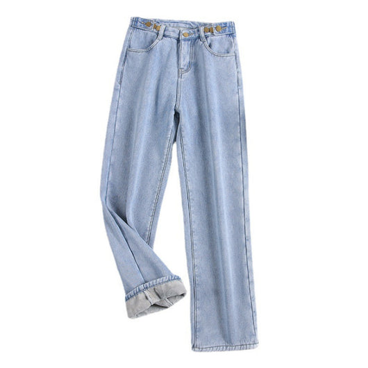 Jeans Casual de Cintura Alta Plus Size con Forro de Velvet - Image 10