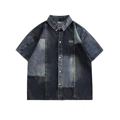 Camisa Denim Retro Estilo Japonés con Costuras Lavadas para Hombre - Image 6
