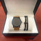 Large Dial Men's Casual Simple Scale Frosted Belt Quartz Watch Crown Bracelet Brown With Negro Beads Box