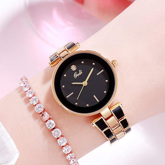 Reloj de Pulsera Elegante Acero Inoxidable Estilo Coreano para Mujer Cuarzo Blanco - Image 5