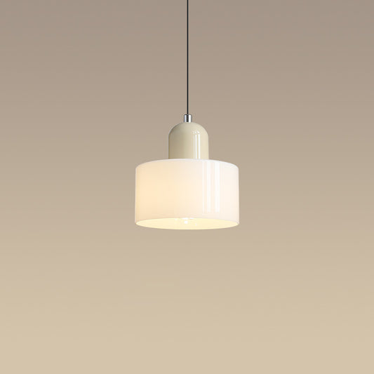 Lámpara Colgante Redonda de Vidrio Crema - Diseño Minimalista