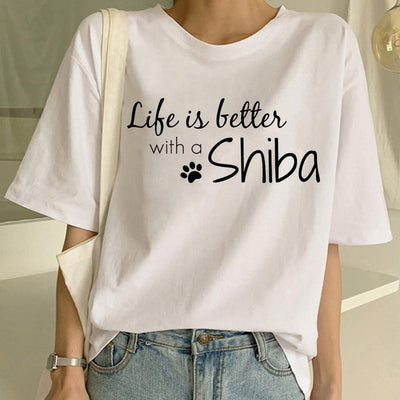 Camiseta Cuello Redondo Estampado Shiba Inu para Mujer - Image 18