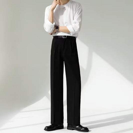 Pantalones de Corte Recto Sin Planchado con Caída Elegante