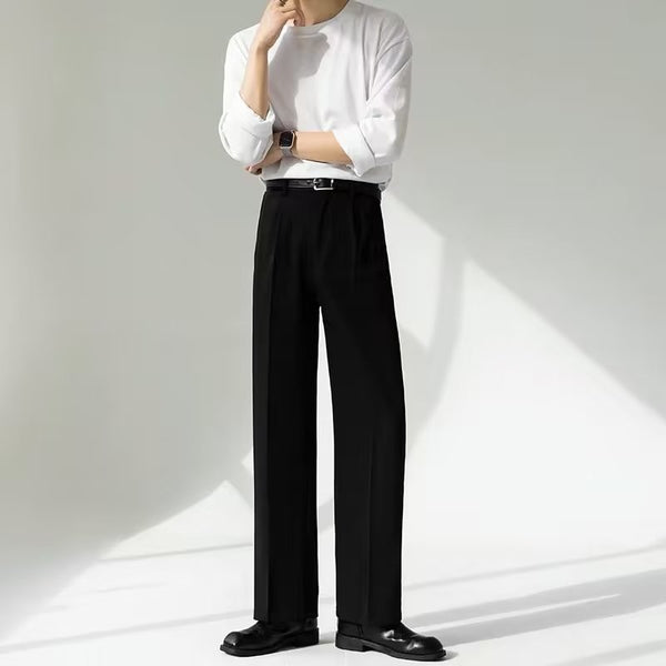 Pantalones de Corte Recto Sin Planchado con Caída Elegante