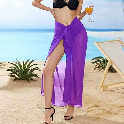 Women's navy blue chiffon sarong, long and flowing, draped over a model's arm against a white background. - Image 26