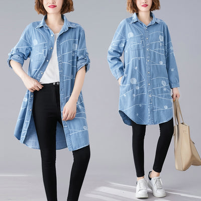 Chaqueta Denim Oversize con Bordados Artísticos Retro - Image 15