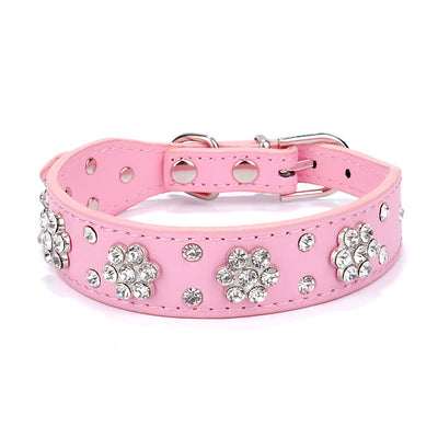 Collar de Cuero PU para Perros Pequeños y Medianos con Flores de Diamantes - Image 10