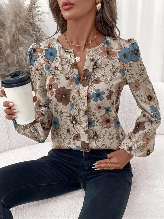 Blusa Elegante con Cuello Camisero y Estampado Floral - Image 13