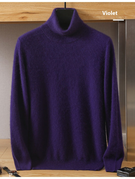 Suéter Pullover de Cuello Alto Holgado en Visón para Hombre - Invierno - Image 30