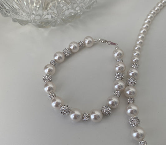 Pulsera de Perlas Checa con Diamantes Shijia