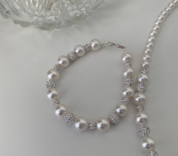 Pulsera de Perlas Checa con Diamantes Shijia