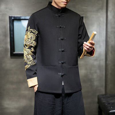 Chaqueta Casual Hombre Algodón y Lino con Bordado Estilo Tang Chino - Image 10
