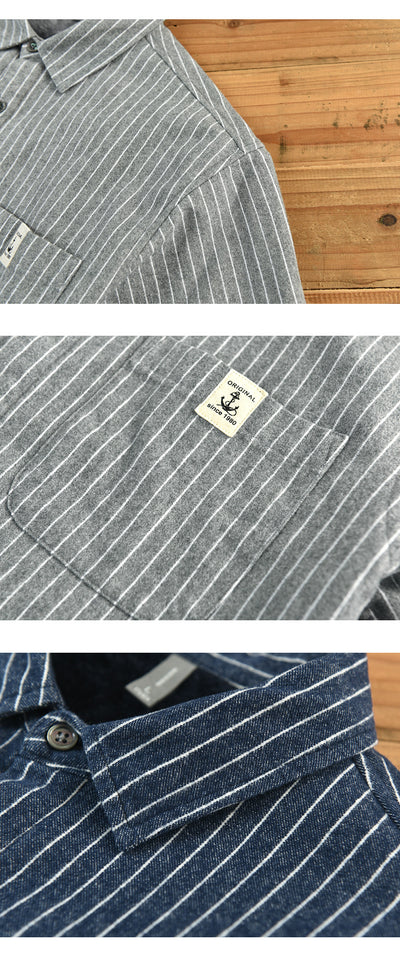 Chaqueta Camisa de Forro Polar Rayada para Hombre - Image 14