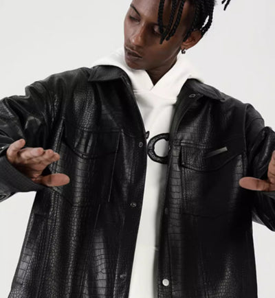 Chaqueta de Cuero PU Estilo Biker Retro Americano Unisex - Image 3