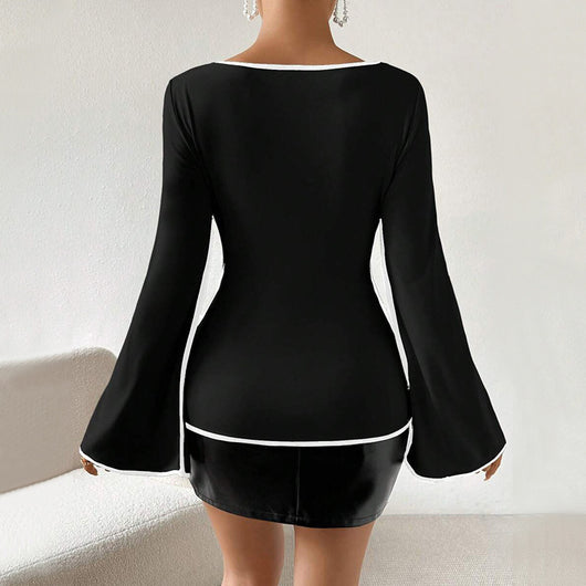 Blusa Mujer Cuello Mao con Mangas Acampanadas - Image 8