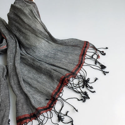 Bufanda Oversized de Lino y Cáñamo Gris Unisex - Versátil y Sostenible - Image 12