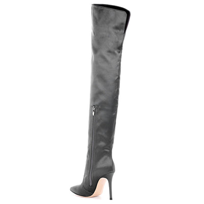 Botas Stiletto Gris Temperamento con Cierre Lateral y Punta Afilada - Image 3