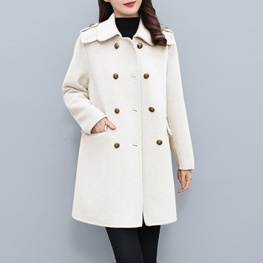 Abrigo de Lana Cruzado Estilo Coreano para Mujer