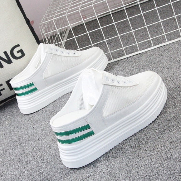 Zapatillas Blancas Transpirables con Malla Hueca para Mujer