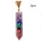 Seven Chakra Natural Crushed Stone Hexagon Column Necklace Aura Pendant Dorado 2PCS