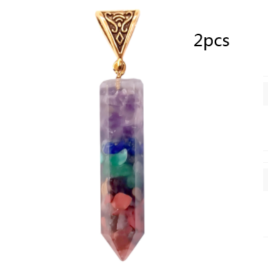 Collar Hexagonal de Piedras Trituradas de los Siete Chakras con Colgante Aura - Image 6