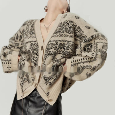 Cardigan Suelto Jacquard Cuello V Cómodo - Image 5