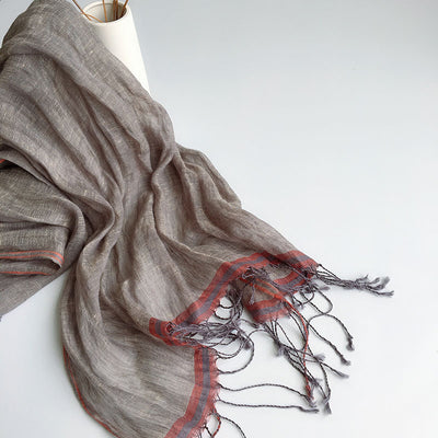 Bufanda Oversized de Lino y Cáñamo Gris Unisex - Versátil y Sostenible - Image 5