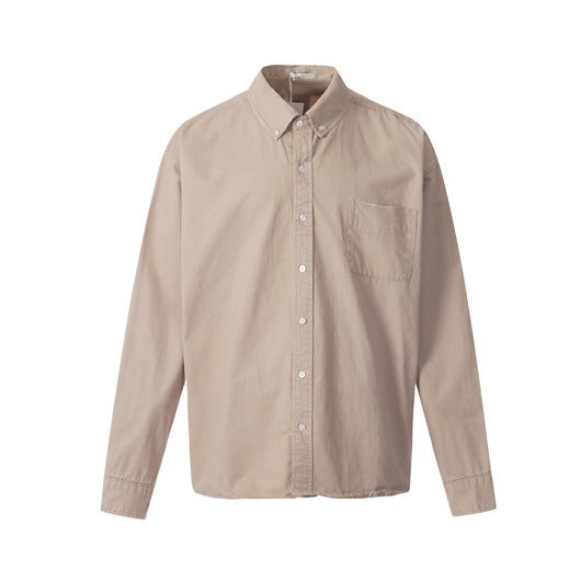 Camisa Retro Americana de Color Sólido para Otoño - Image 5
