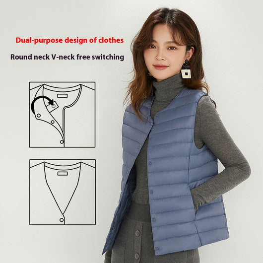 Chaleco Acolchado Ligero para Mujer - Cuello Redondo Cálido y Versátil - Image 9