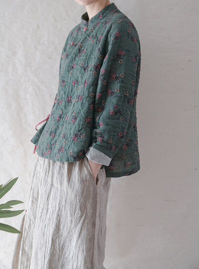 Chaqueta Floral con Botones de Cuentas - Estilo Tradicional - Image 10