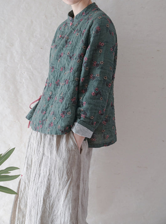 Chaqueta Floral con Botones de Cuentas - Estilo Tradicional - Image 10