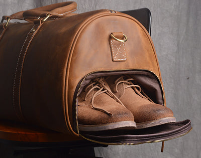 Bolsa de Viaje Retro en Cuero Crazy Horse Estilo Europeo Americano para Hombre - Image 12