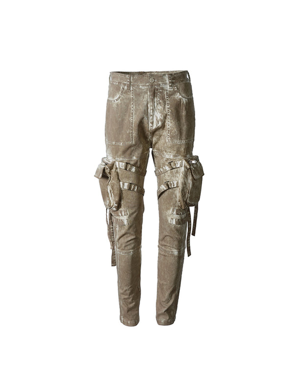 Pantalones Overol Teñidos y Desgastados Casual para Hombre